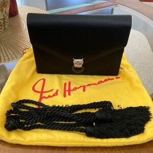 Pre-Loved Fred Hayman Beverly Hills Black Satin Evening Handbag